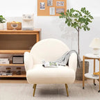 Boucle Sherpa Upholstered Accent Chair, Single Seat