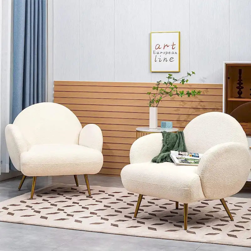 Boucle Sherpa Upholstered Accent Chair, Single Seat