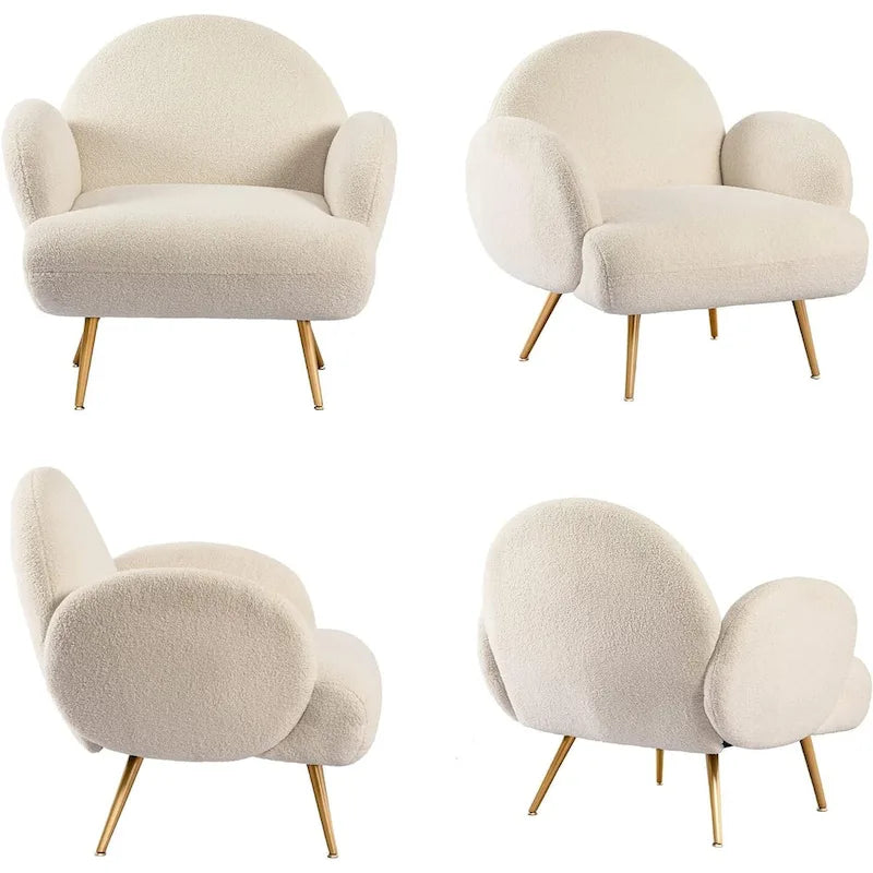 Boucle Sherpa Upholstered Accent Chair, Single Seat