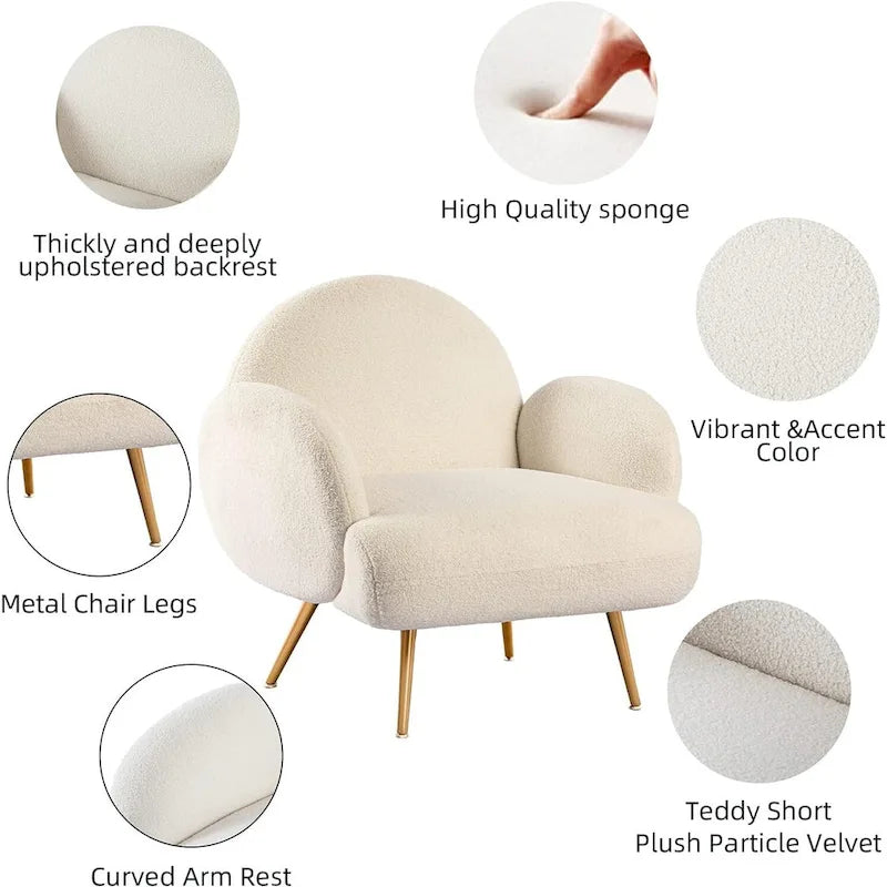 Boucle Sherpa Upholstered Accent Chair, Single Seat