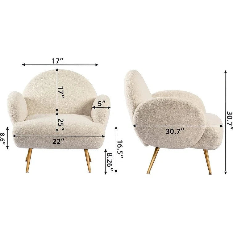 Boucle Sherpa Upholstered Accent Chair, Single Seat