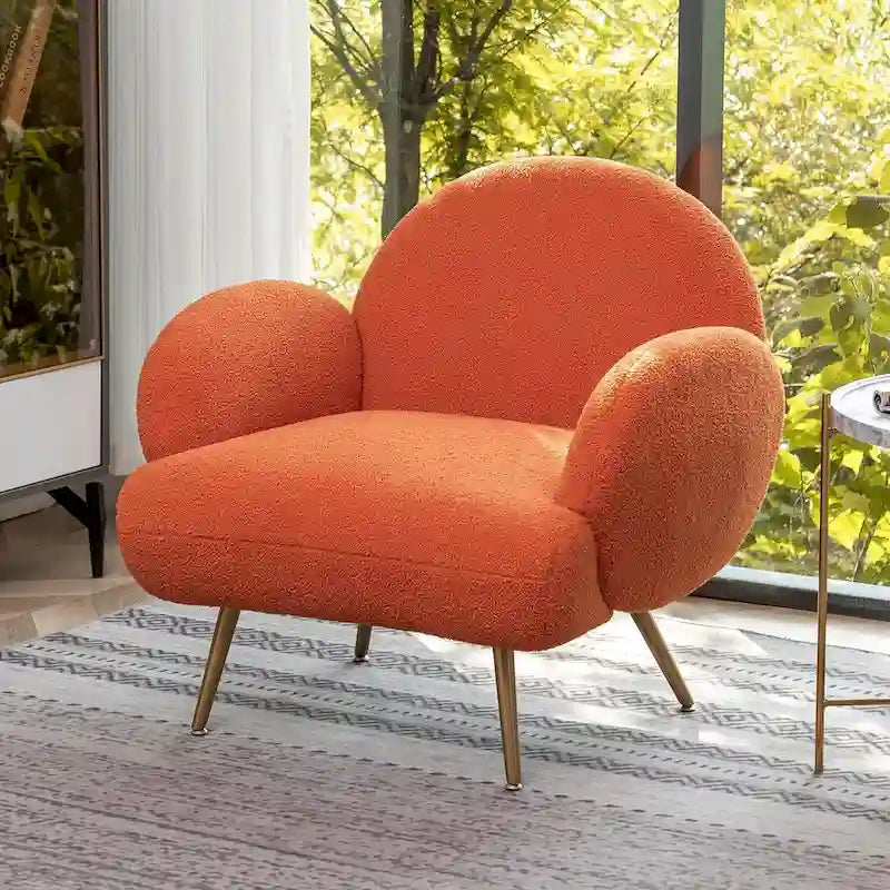 Boucle Sherpa Upholstered Accent Chair, Single Seat