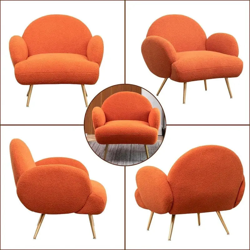 Boucle Sherpa Upholstered Accent Chair, Single Seat