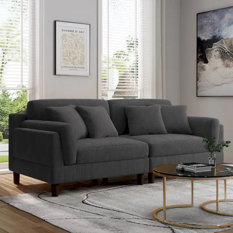 90 Corduroy Sectional Sofa Lounge Sleeper Sofa