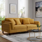 Corduroy Loveseat Sofa, 3-Seater, Beige/Grey/Orange/Green/Light Grey