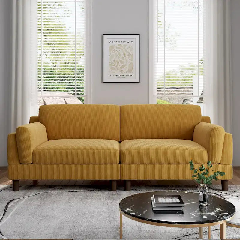 Corduroy Loveseat Sofa, 3-Seater, Beige/Grey/Orange/Green/Light Grey