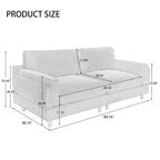 Corduroy Loveseat Sofa, 3-Seater, Beige/Grey/Orange/Green/Light Grey