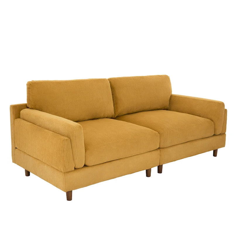 Corduroy Loveseat Sofa, 3-Seater, Beige/Grey/Orange/Green/Light Grey