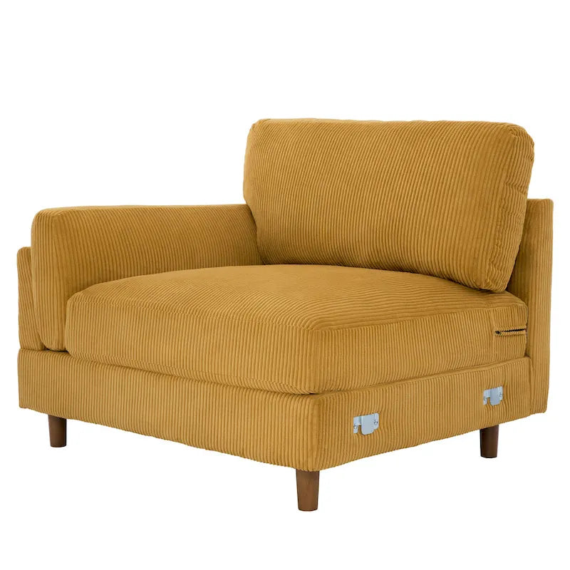 Corduroy Loveseat Sofa, 3-Seater, Beige/Grey/Orange/Green/Light Grey