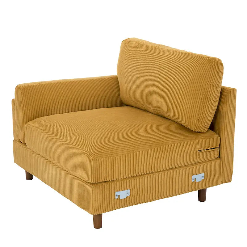 Corduroy Loveseat Sofa, 3-Seater, Beige/Grey/Orange/Green/Light Grey