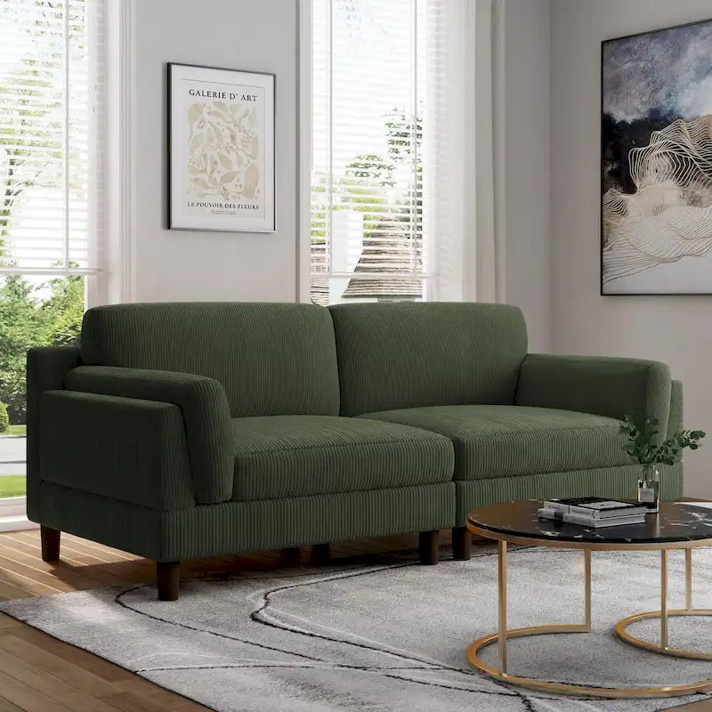 Corduroy Loveseat Sofa, 3-Seater, Beige/Grey/Orange/Green/Light Grey