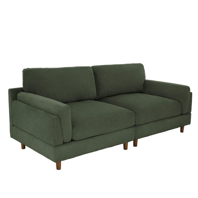 Corduroy Loveseat Sofa, 3-Seater, Beige/Grey/Orange/Green/Light Grey