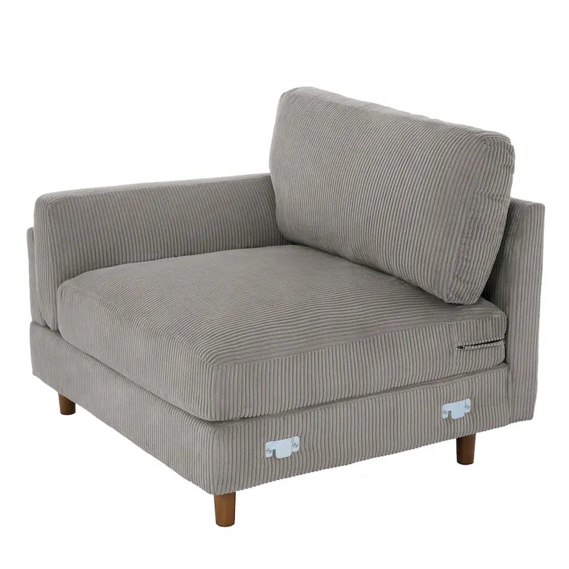 Corduroy Loveseat Sofa, 3-Seater, Beige/Grey/Orange/Green/Light Grey