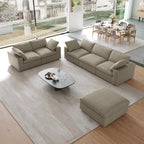 Khaki/Grey/White/Black | L-Shaped 3-Piece Sectional Sofa Set | Seats 5