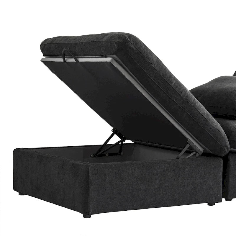 Khaki/Grey/White/Black | L-Shaped 3-Piece Sectional Sofa Set | Seats 5
