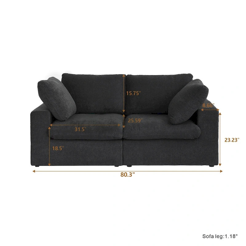 Khaki/Grey/White/Black | L-Shaped 3-Piece Sectional Sofa Set | Seats 5