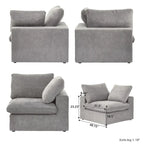 Khaki/Grey/White/Black | L-Shaped 3-Piece Sectional Sofa Set | Seats 5