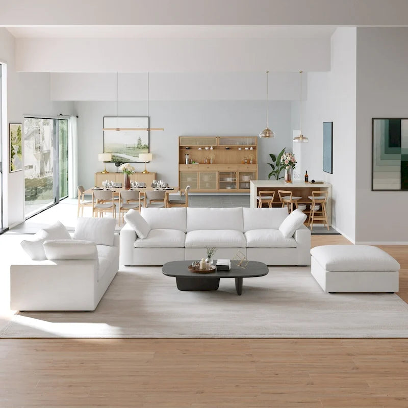 Khaki/Grey/White/Black | L-Shaped 3-Piece Sectional Sofa Set | Seats 5