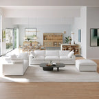 Khaki/Grey/White/Black | L-Shaped 3-Piece Sectional Sofa Set | Seats 5
