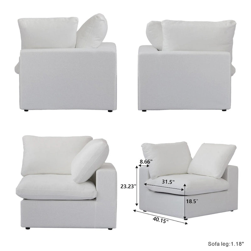 Khaki/Grey/White/Black | L-Shaped 3-Piece Sectional Sofa Set | Seats 5