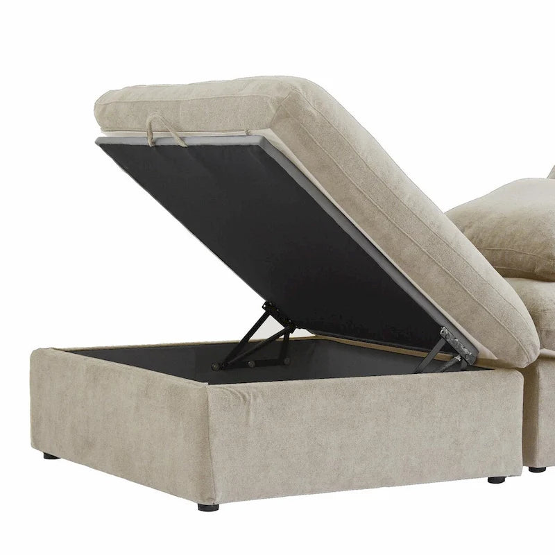 Khaki/Grey/White/Black | L-Shaped 3-Piece Sectional Sofa Set | Seats 5