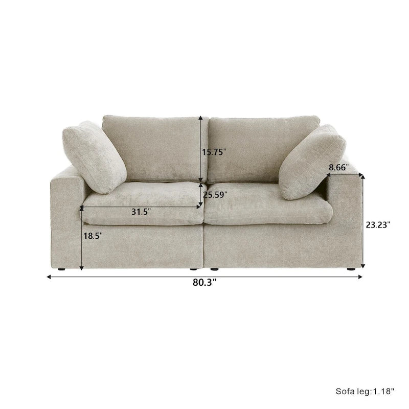 Khaki/Grey/White/Black | L-Shaped 3-Piece Sectional Sofa Set | Seats 5