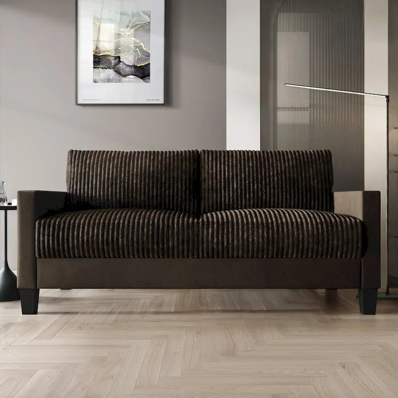 Corduroy Velvet 3-Seater Sofa, Mid-Century Style