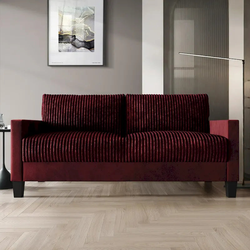 Corduroy Velvet 3-Seater Sofa, Mid-Century Style