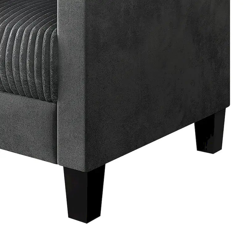 Corduroy Velvet 3-Seater Sofa, Mid-Century Style