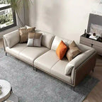 Brown Faux Leather Pillow Top Sofa, 2-Seat