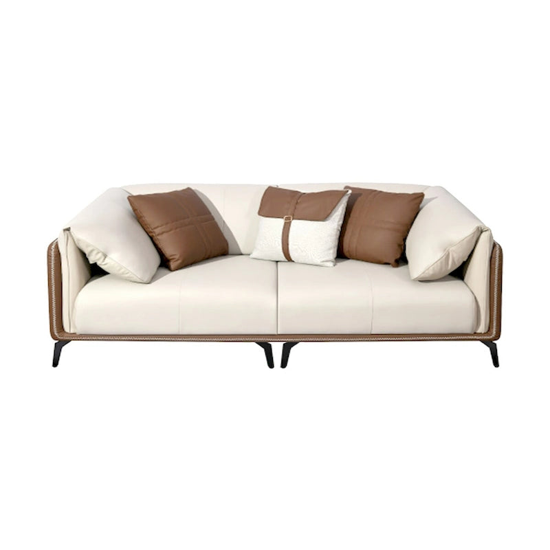Brown Faux Leather Pillow Top Sofa, 2-Seat