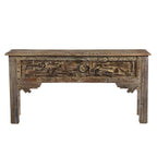 Brown Rustic Reclaimed Wood & Metal Console Table