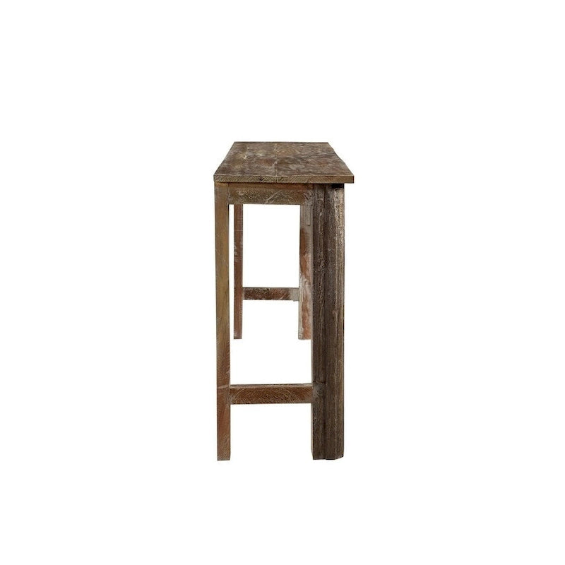 Brown Rustic Reclaimed Wood & Metal Console Table
