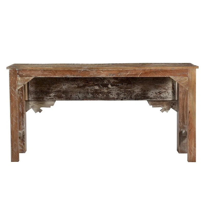 Brown Rustic Reclaimed Wood & Metal Console Table