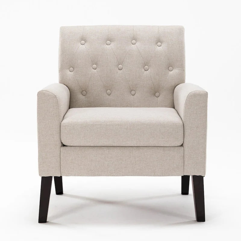 Wheat / Navy / Beige / Green / Gray Linen Button-Tufted Armchair, Set of 2