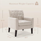 Wheat / Navy / Beige / Green / Gray Linen Button-Tufted Armchair, Set of 2