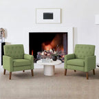 Wheat / Navy / Beige / Green / Gray Linen Button-Tufted Armchair, Set of 2