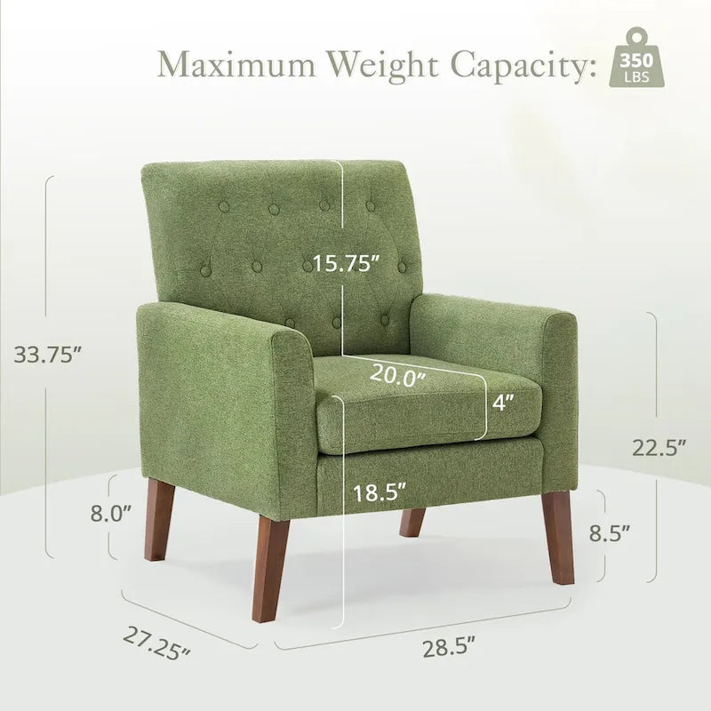 Wheat / Navy / Beige / Green / Gray Linen Button-Tufted Armchair, Set of 2
