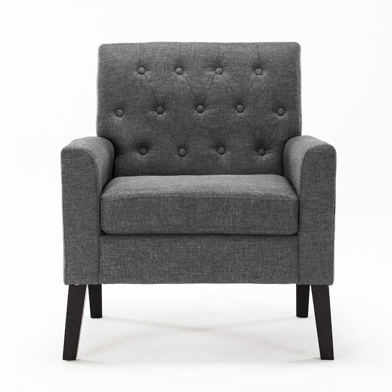 Wheat / Navy / Beige / Green / Gray Linen Button-Tufted Armchair, Set of 2