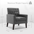 Wheat / Navy / Beige / Green / Gray Linen Button-Tufted Armchair, Set of 2