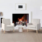 Wheat / Navy / Beige / Green / Gray Linen Button-Tufted Armchair, Set of 2