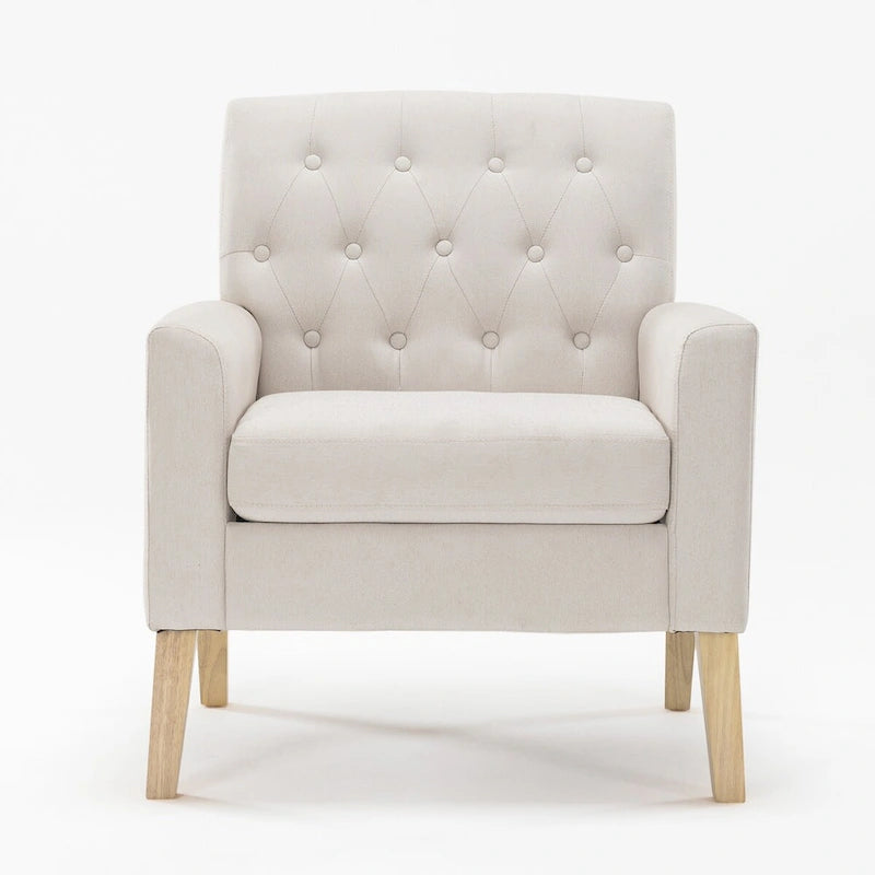 Wheat / Navy / Beige / Green / Gray Linen Button-Tufted Armchair, Set of 2