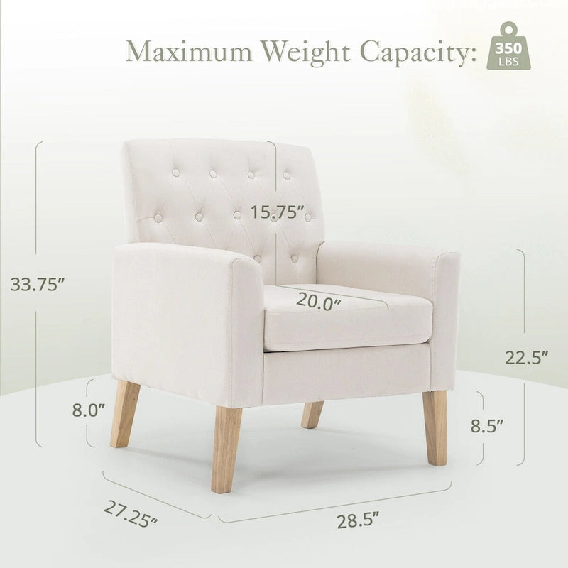 Wheat / Navy / Beige / Green / Gray Linen Button-Tufted Armchair, Set of 2