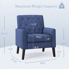 Wheat / Navy / Beige / Green / Gray Linen Button-Tufted Armchair, Set of 2