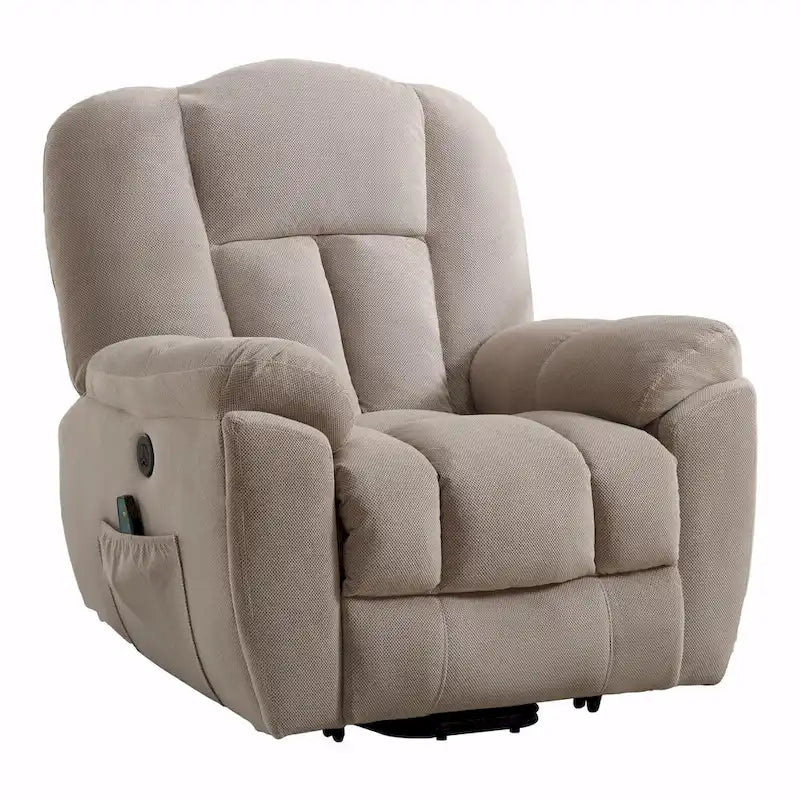 Beige / Grey Power Lift Recliner Chair with Heat & Massage – 1-Person
