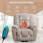 Beige / Grey Power Lift Recliner Chair with Heat & Massage – 1-Person