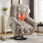 Beige / Grey Power Lift Recliner Chair with Heat & Massage – 1-Person