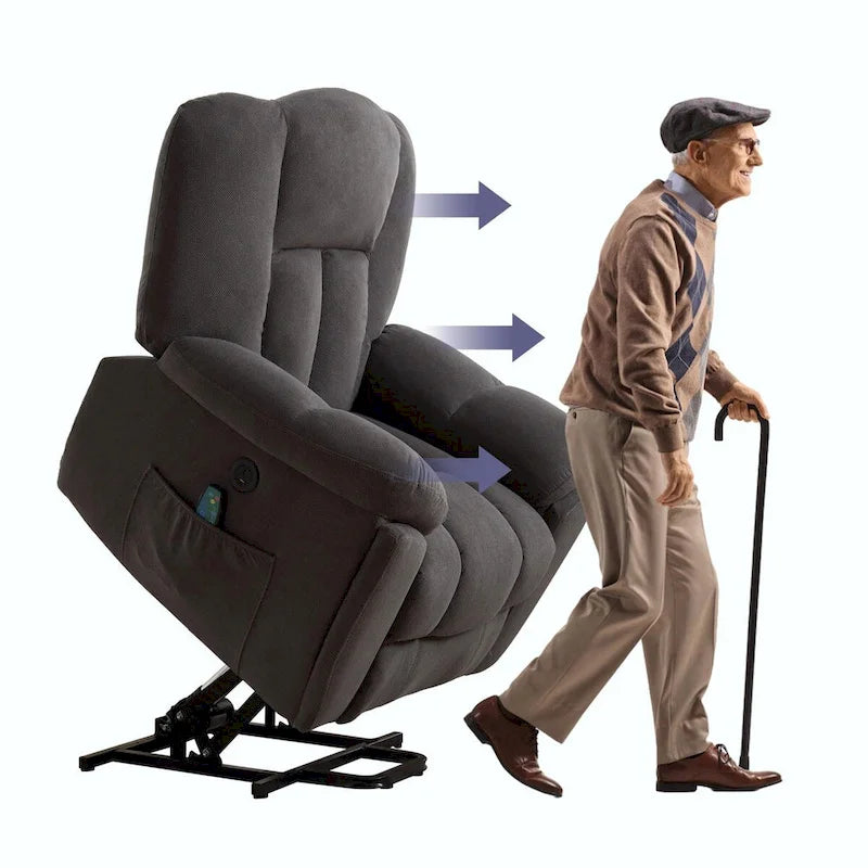 Beige / Grey Power Lift Recliner Chair with Heat & Massage – 1-Person
