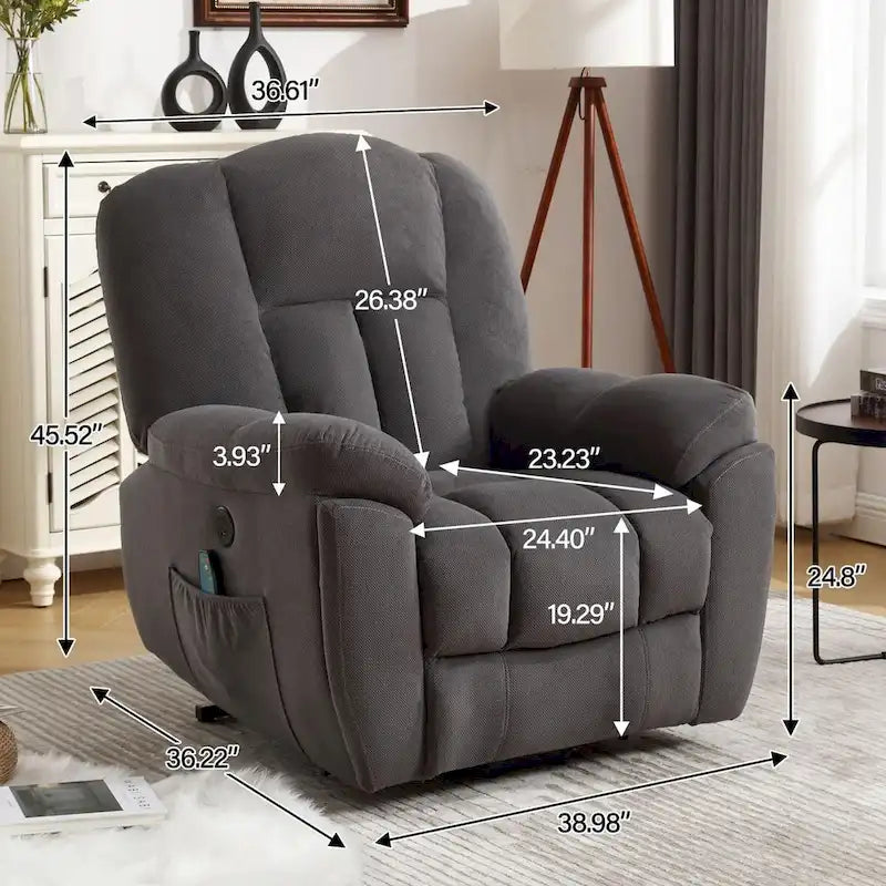 Beige / Grey Power Lift Recliner Chair with Heat & Massage – 1-Person