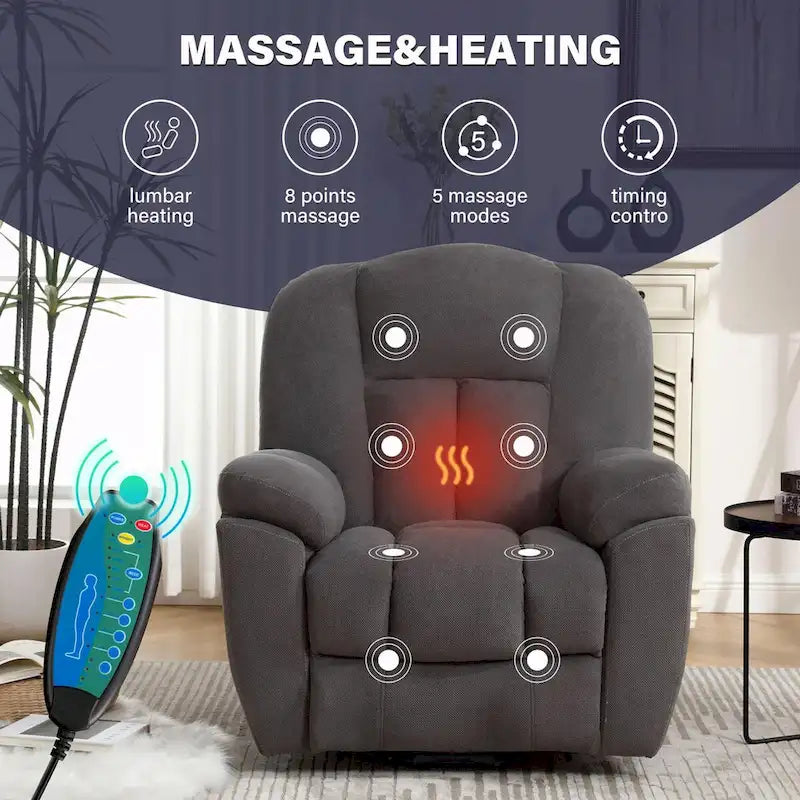 Beige / Grey Power Lift Recliner Chair with Heat & Massage – 1-Person